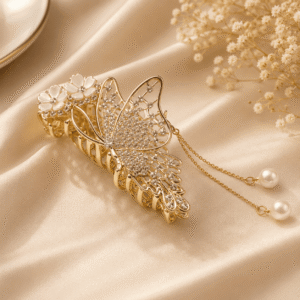 Luxury Butterfly Hair Claw Clip with Detachable Pearl Tassel