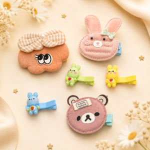 Kids Bunny & Bear Hair Clips Combo - Pack of 6