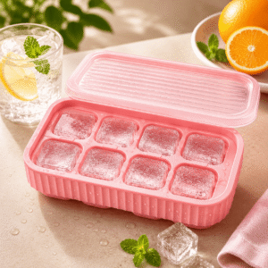 Premium Silicone Ice Cube Tray with Lid (Pack 2)