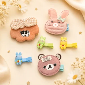 Kids Bunny & Bear Hair Clips Combo - Pack of 6