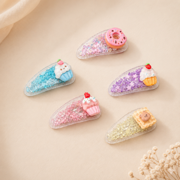 Cute Dessert Hair Clips Set – Pack of 5