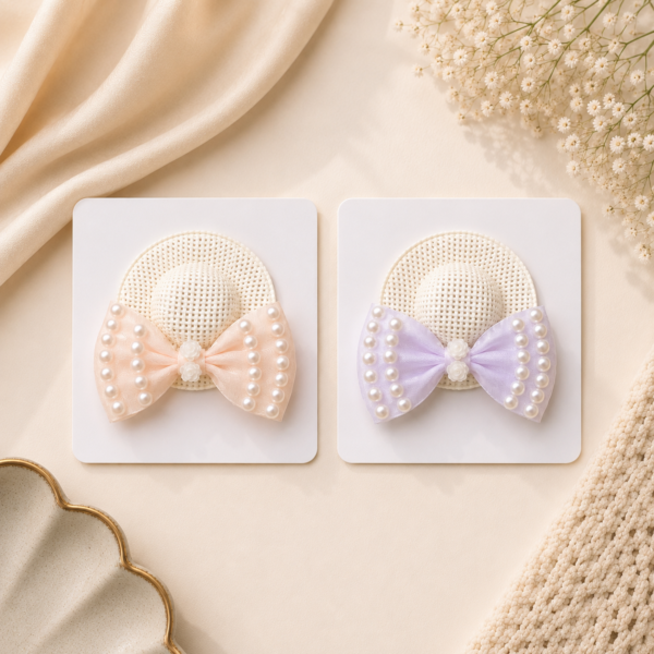 Pearl Bow Hat Hair Clip