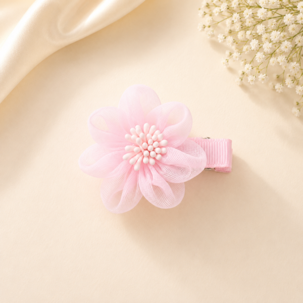 Girls Mesh Flower Hair Clip – Multicolor