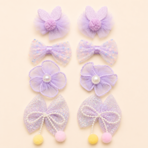 Princess Bow Hair Clips Set – pack of 8
