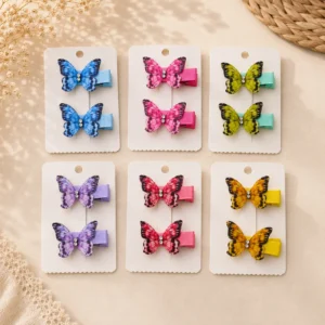 Butterfly Hair Clips Set – 6 Pairs (12 PCS)