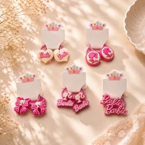 Barbie Theme Kids Hair Bands – 5 Pair Set | Cute Cartoon Elastic Hair Ties for Girls